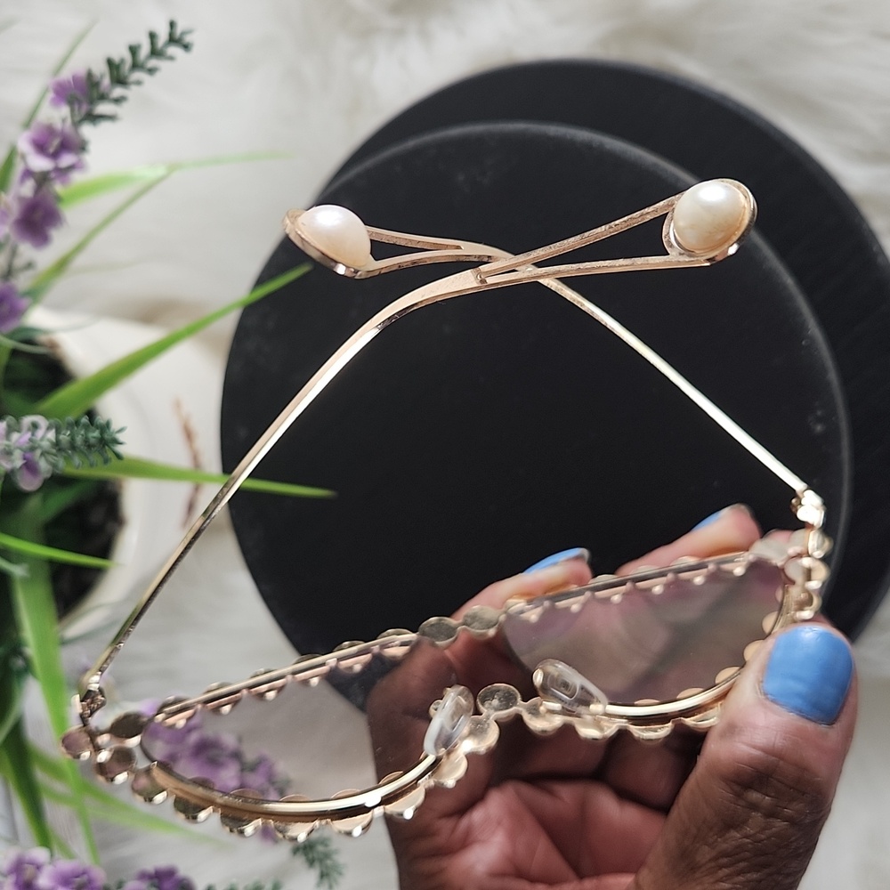Pearl cat eye sunglasses, women's trendy, but super cute!!! UV400 - Picture 8 of 8